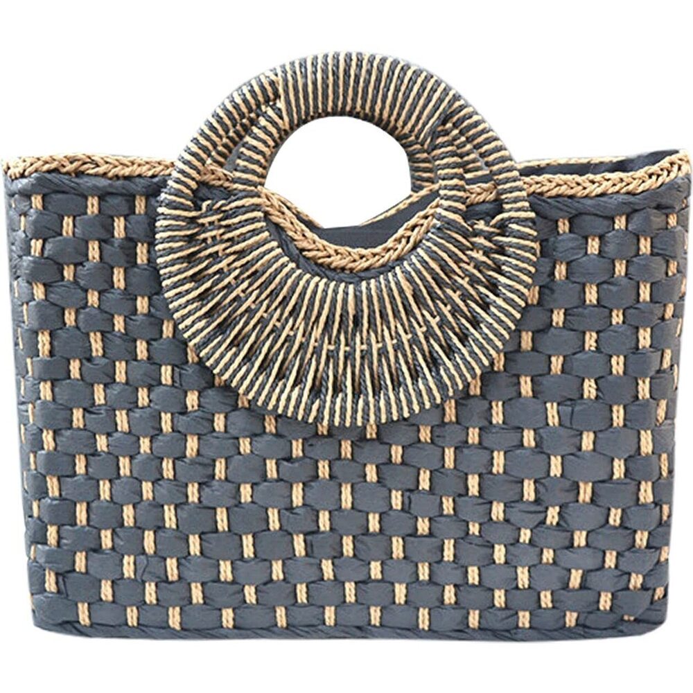 6134 Hand-woven Straw Bag Summer Beach Handbag Casual Satchel Retro Top